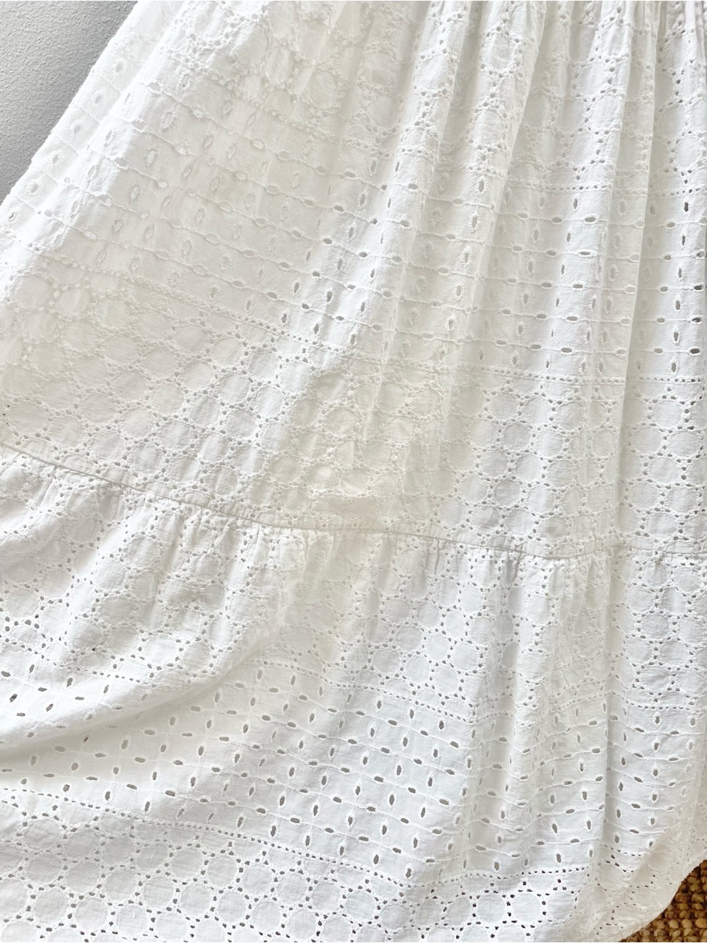 Mille Maja White Eyelet Tiered Maxi Dress with Puff Sleeves, Women's Small, $354 - Picture 11 of 12